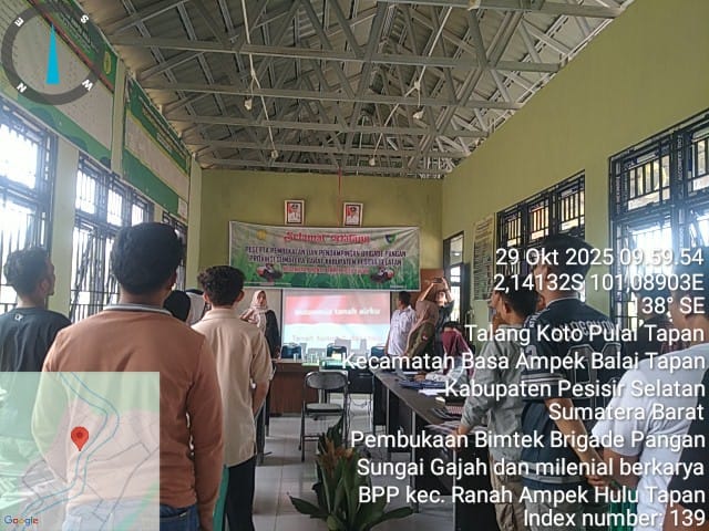 Pembukaan BIMTEK (Bimbingan teknis) Brigade pangan  Angkatan 1 kecamatan Ranah Ampek Hulu Tapan  (pe