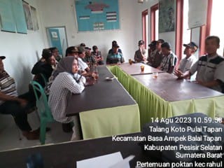 Koordinasi  bersama pengurus poktan  sekecamatan  Ranah Ampek Hulu Tapan tentang percepatan tanam pa